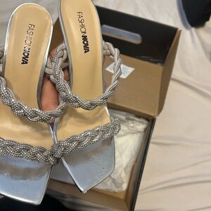 silver sparkly heels